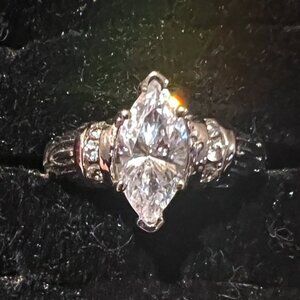 Silver Marquee Style CZ Ring